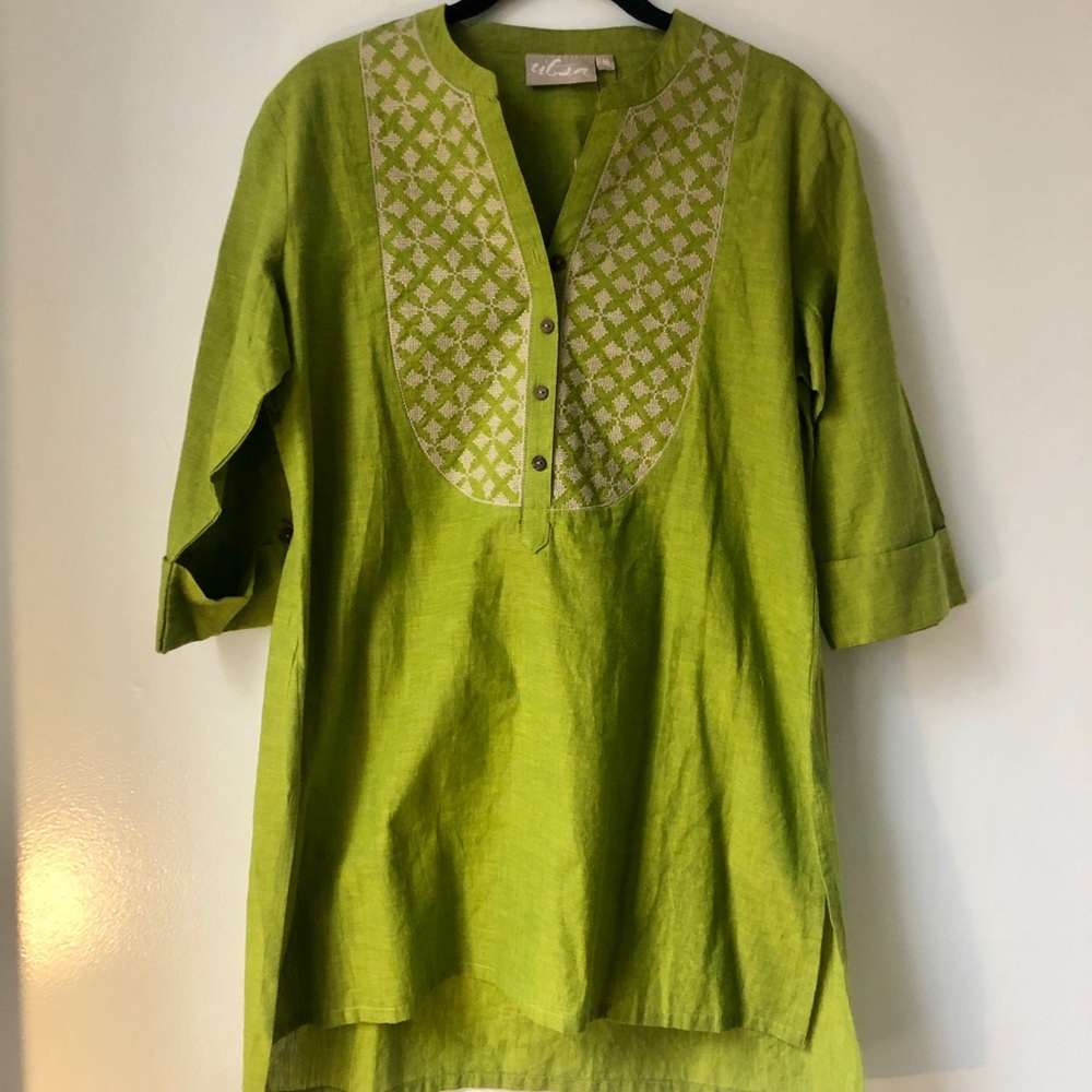 Soft lime green embroidered tunic